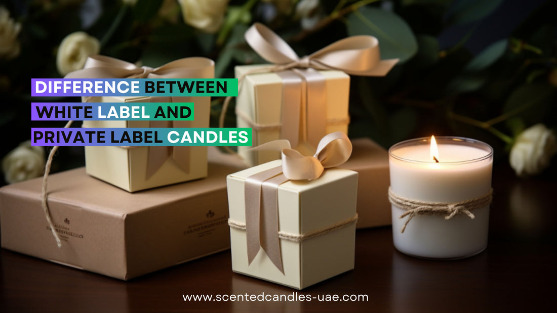 Soy wax candle in elegant gift packaging, showcasing Private Label Candles in Dubai by Happahee.