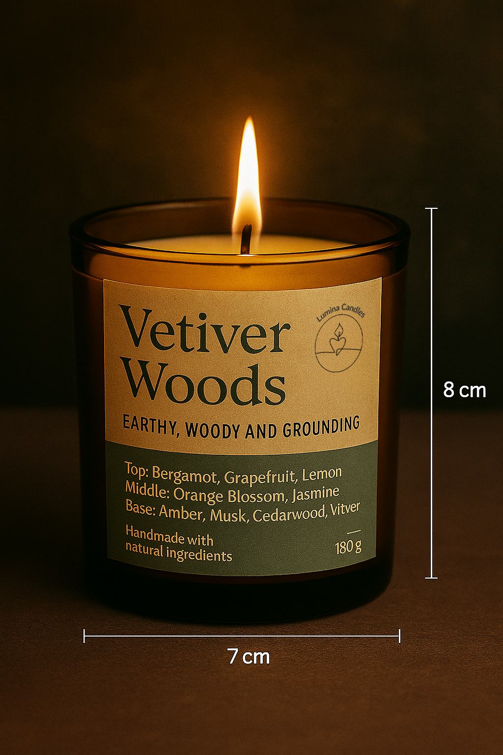 White Nectar – Soy Candle 180g in Amber Glass Jar (Wooden Lid)