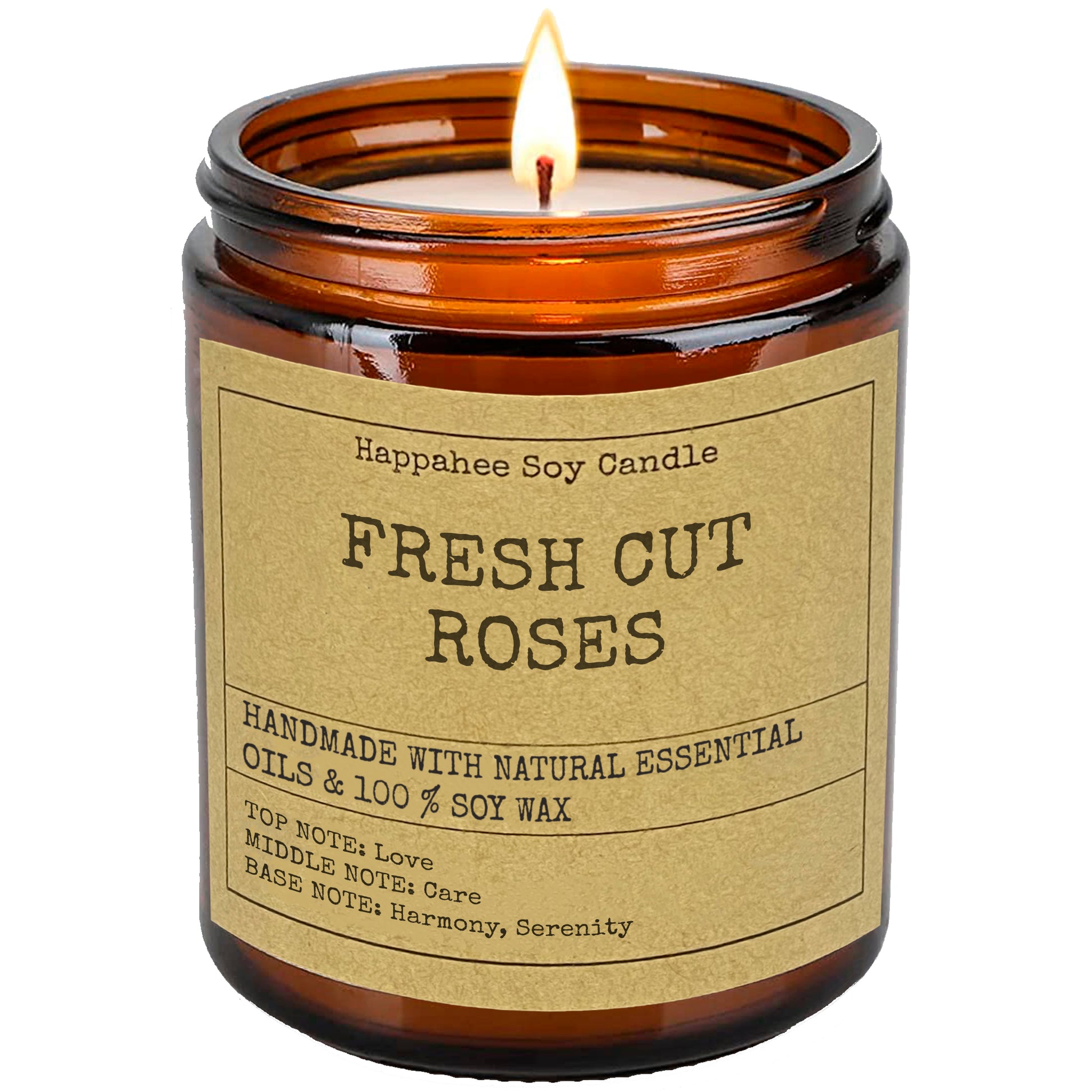 Fresh Cut Roses Scented Candle by Happahee Candles - Love, Care, Harmony, and Serenity for a Calming and Uplifting Atmosphere