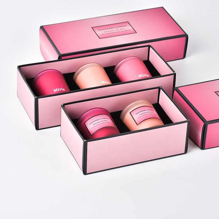 Set of pink scented candles in stylish packaging perfect for private label candles Dubai and luxury gifts UAE